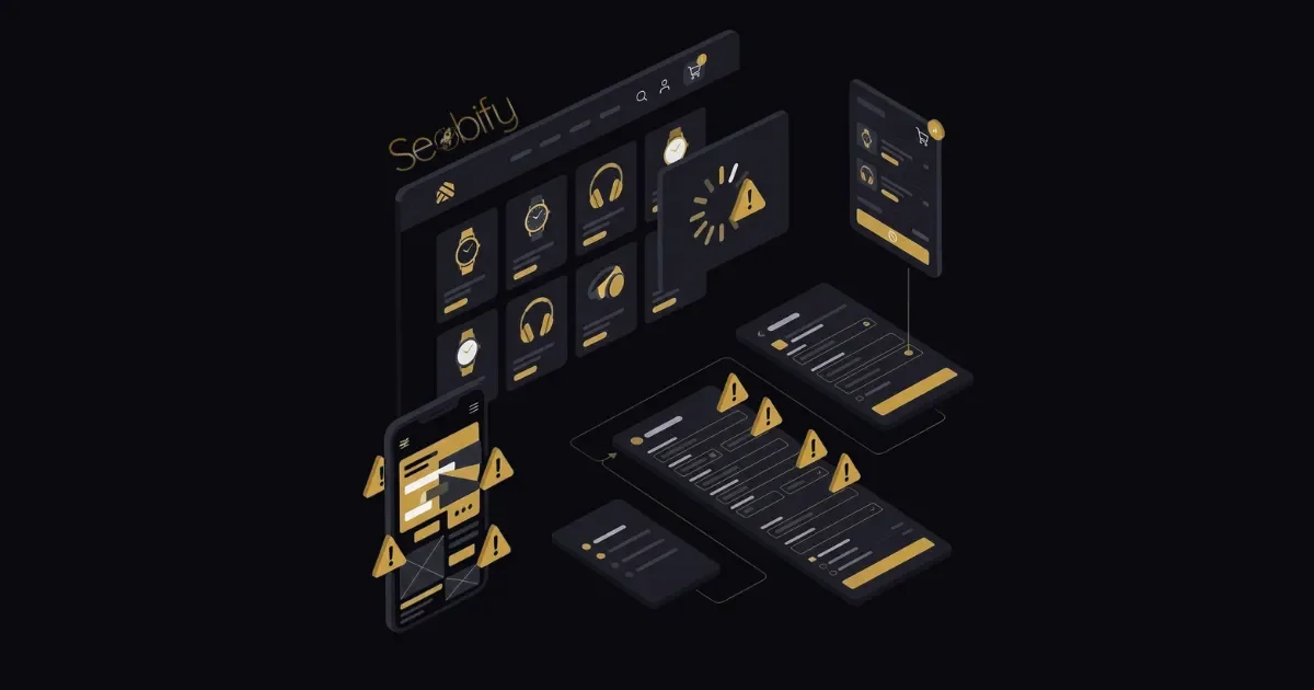 E-ticaret sitesi kurulum sürecinde yapılan hataları gösteren, alışveriş sepeti ve kullanıcı deneyimi illüstrasyonu