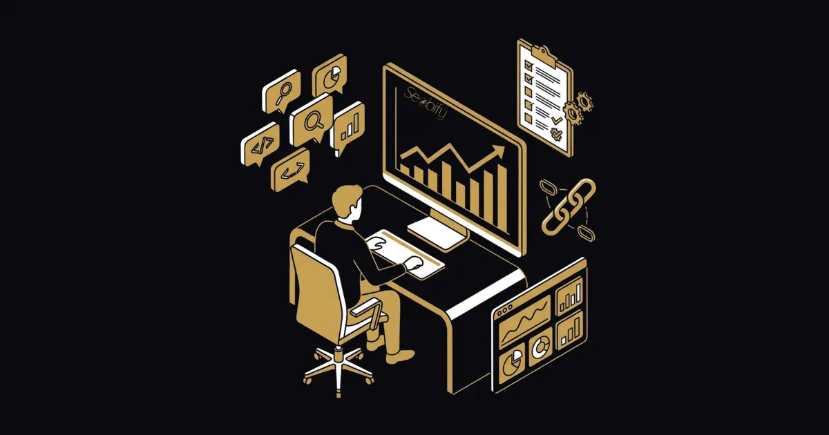 SEO danışmanlığı fiyatlandırması, teknik analiz ve büyüme planını temsil eden illüstrasyon